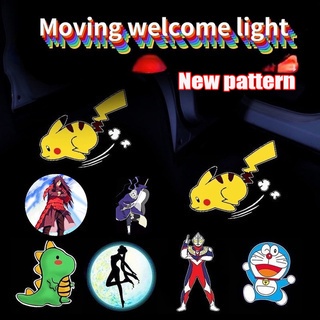 (Pengiriman 24 Jam) 1 Pcs Lampu led logo pintu mobil laser Pikachu Kartun dinamis projektor USB wireless otomatis car welcome door Lampu ekor proyeksi sepeda motor