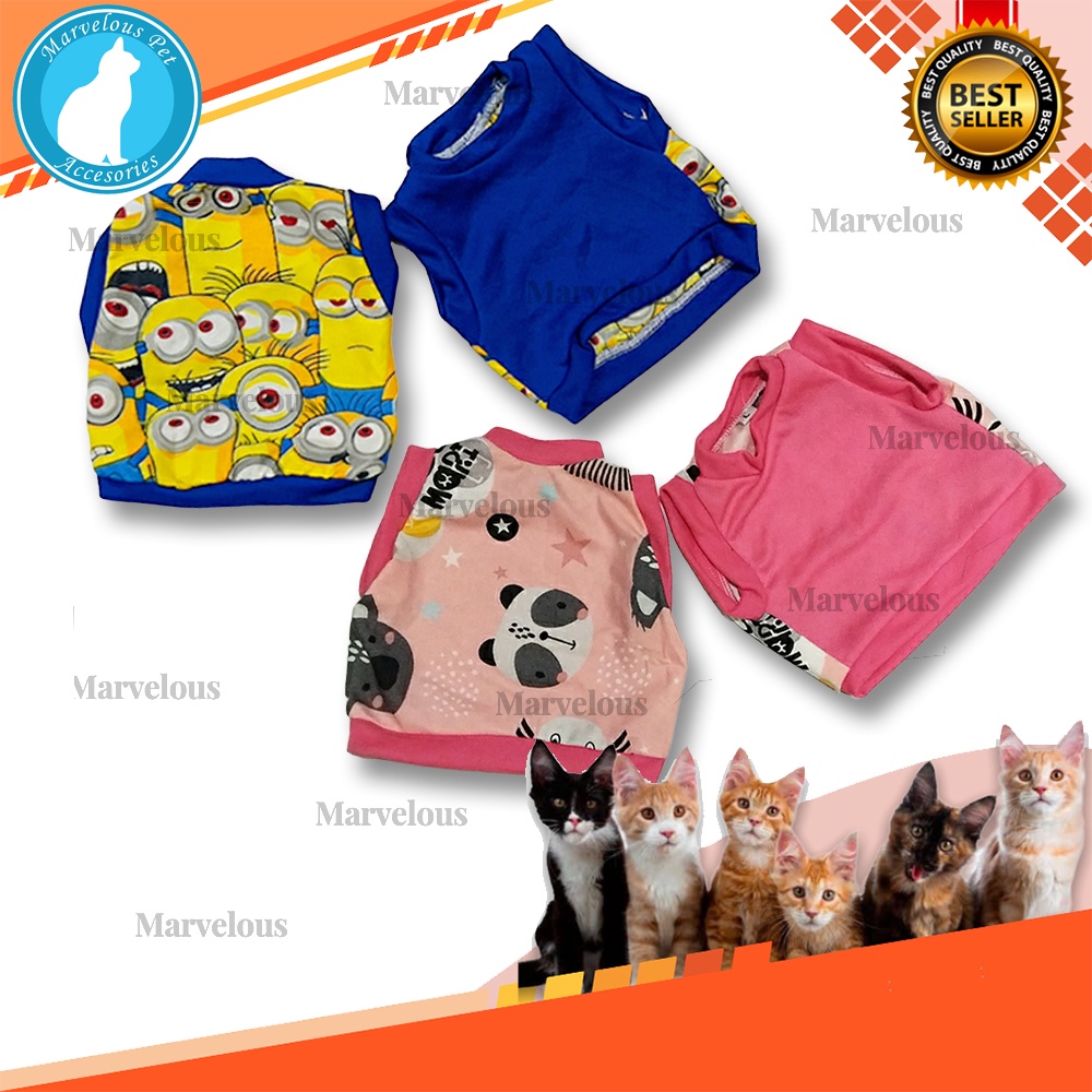 Kaos Baju Kucing Bahan Katun Aneka Motif Karakter Lucu Model Kutungan