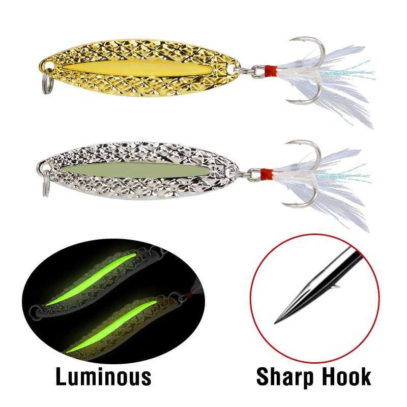 1pcs Kail Pancing Dengan Sendok5Per7 /10 /15/20g Luminous Metal Sequin Casting Lure 2warna Bass Tackle Keras