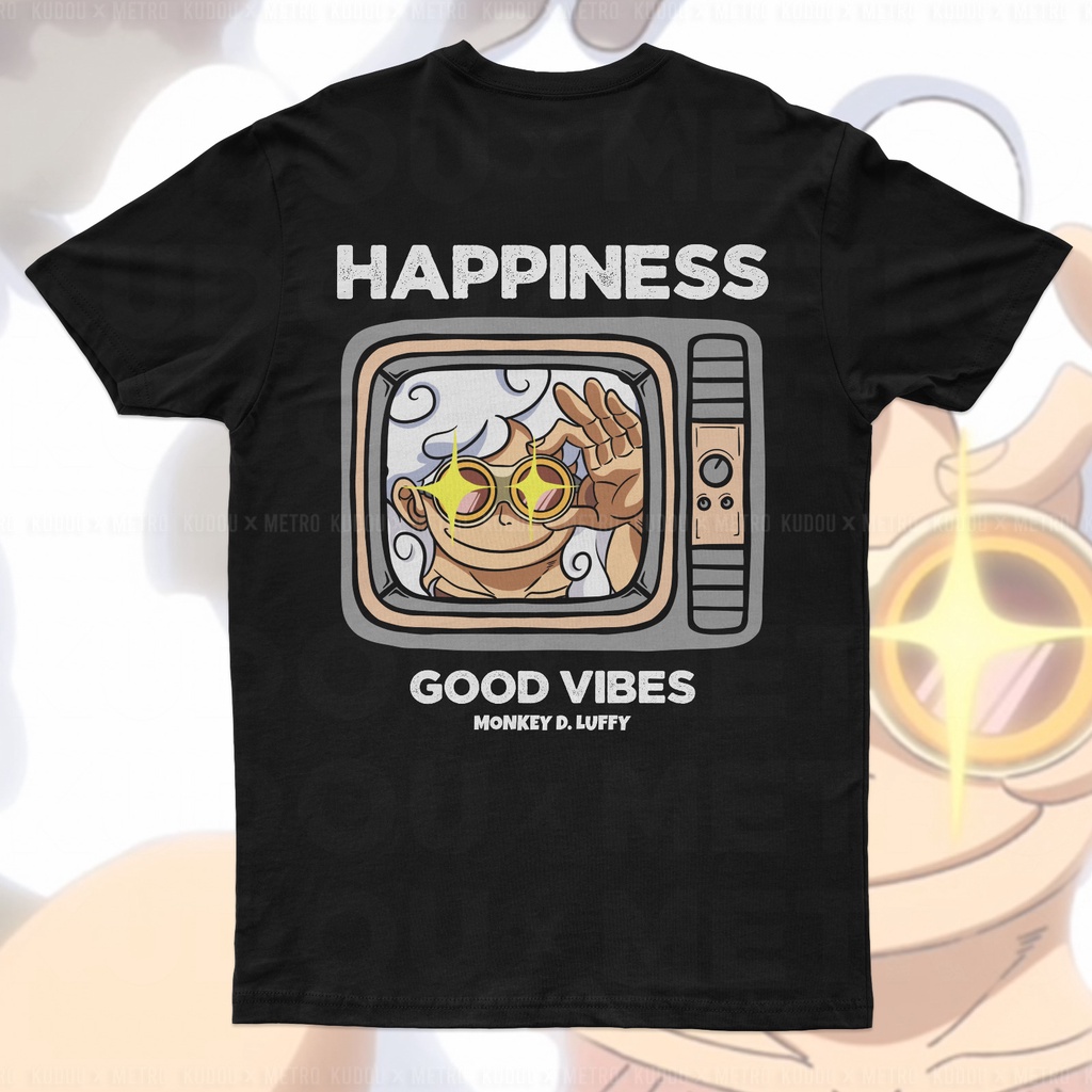 Kaos Luffy Good Vibes Black Anime Manga One Piece Premium Unisex