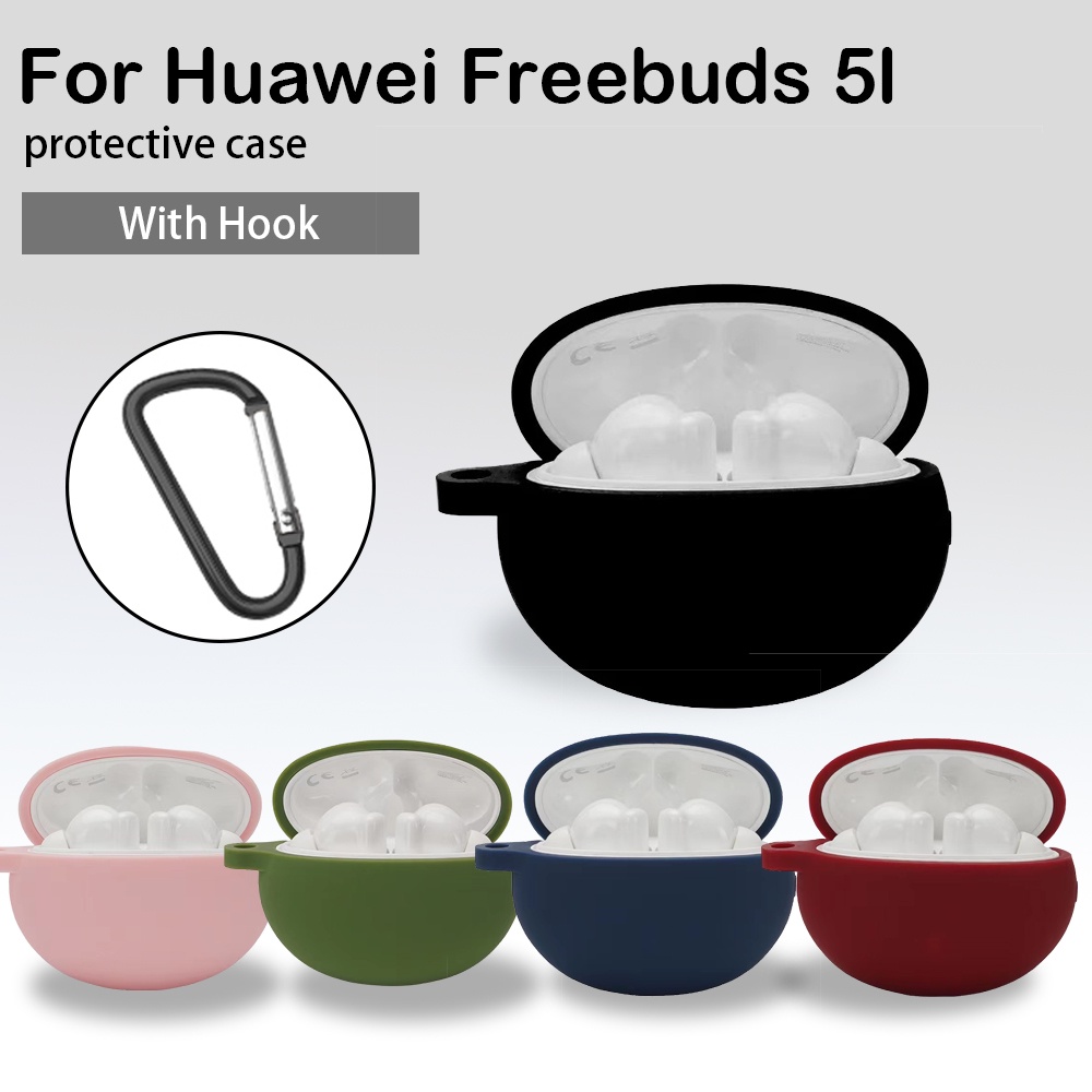 Wireless Bluetooth Earphone Liquid Silicone Cover Untuk Huawei Freebuds 5i Cas Case Dengan Kait Anti Jatuh Pelindung Lengan