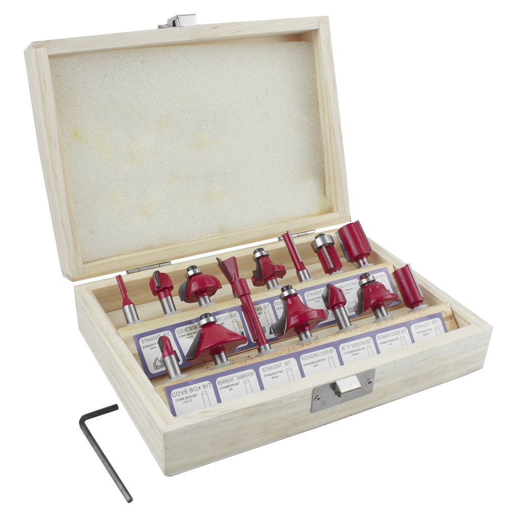 Mata Mesin Profil Router Bit Set 15 Pcs 1/4&quot; Box Kayu -270401