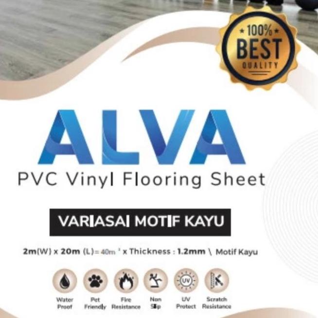 ♔ Vinyl Lantai Roll Kayu Merk ALVA Tebal 1,2 mm - Harga Per m2 ▲