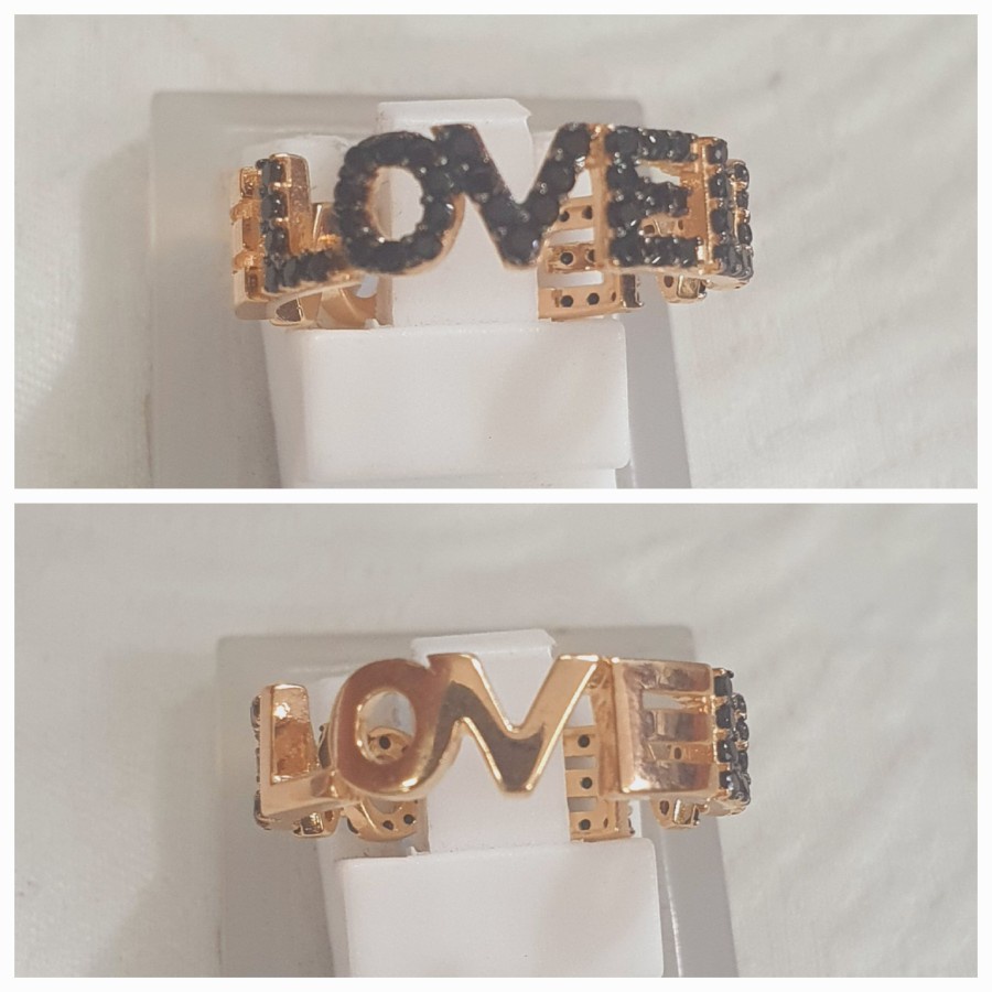 cincin model love double side batu hitam emas 70 % 70% 700 16k
