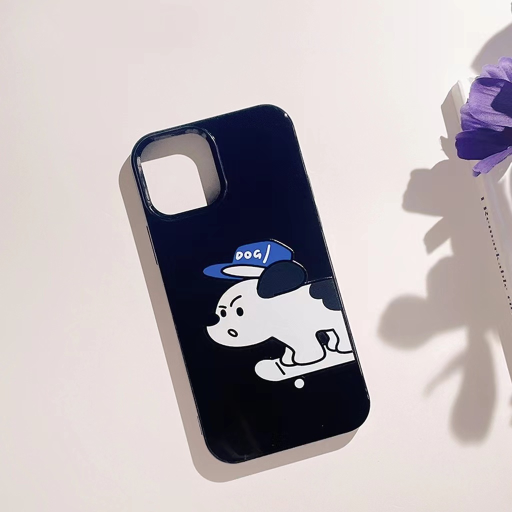 IPHONE Ins Pola Puppy Cocok Untuk Iphone14 14pro 14plus 13 13mini 13pro 13prm iPhone12 7Plus 8Plus Xr XS 13 12mini Pro Max TPU Empat Sudut Casing Ponsel Tahan Guncangan