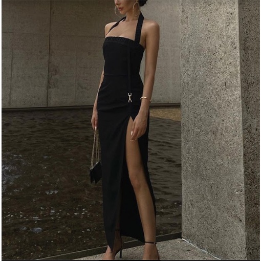 【AMY J】Backless Slit Sleeveless Midi Dress  7528