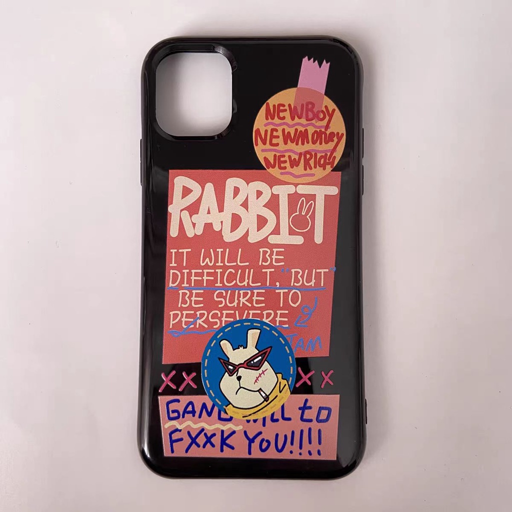 IPHONE Ins Kacamata Hitam Kelinci Cocok Untuk Iphone14 14pro 14plus 13 13mini 13pro 13prm iPhone12 7Plus 8Plus Xr XS 13 12mini Pro Max Empat Sudut Casing Ponsel Tahan Guncangan