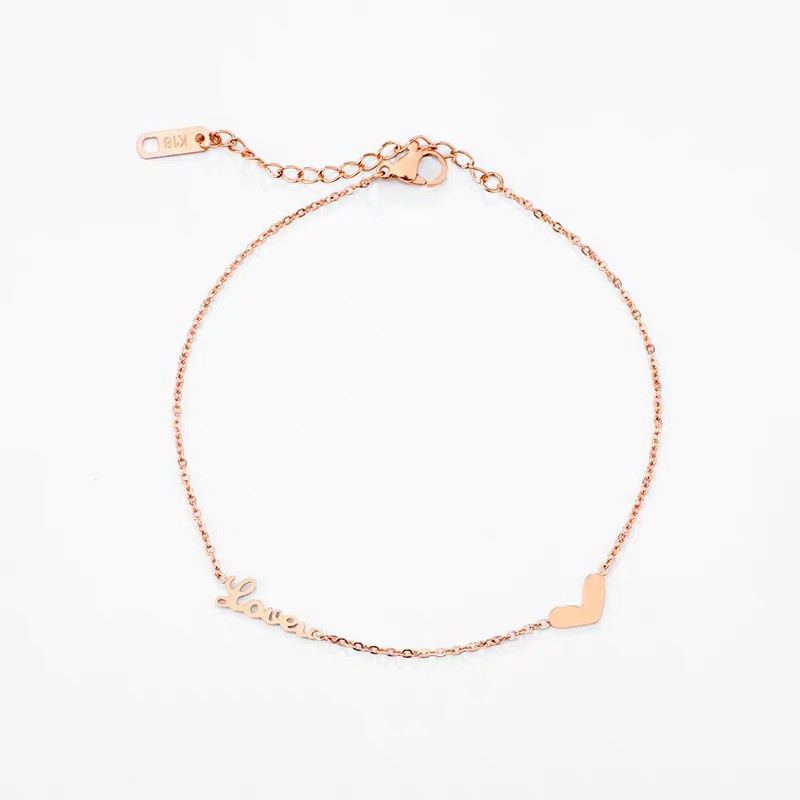 Gelang Kaki Bahan Titanium Steel Lapis Rose Gold 18K Anti Alergi Untuk Wanita