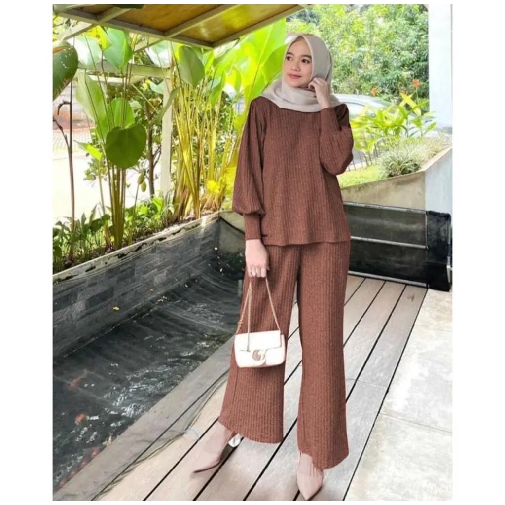 SETELAN KULOT + SWEATER BALON  / SET RAJUT / SETELANA RAJUT MODEL TERBARU / SETELAN KEKINIAN / BAJUA