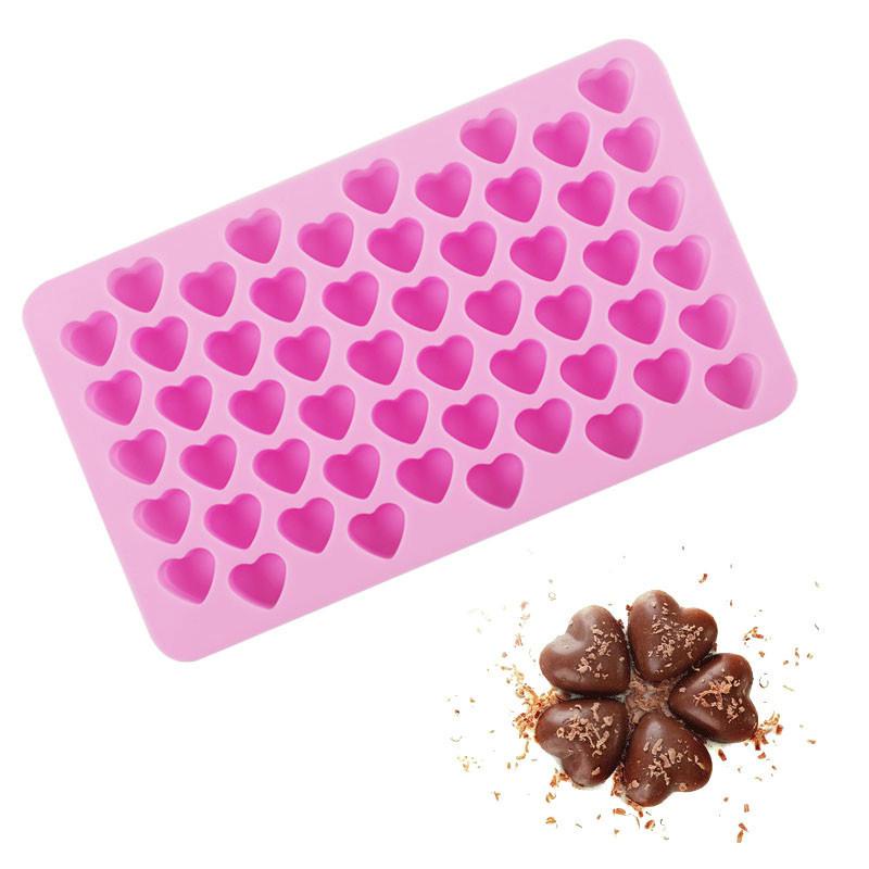 Cetakan Kue / Coklat / Puding / Cookies Bentuk Hati Mini 3d 55 Lubang Bahan Silikon Untuk Alat Dekorasi