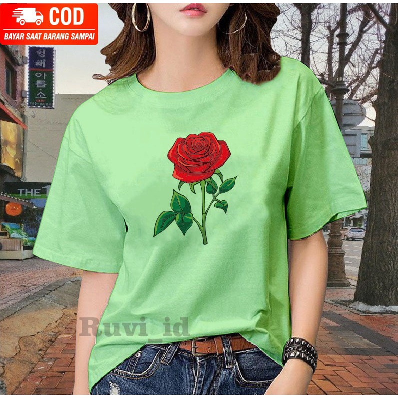 Ruvi_id-BELI 3 GRATIS HEADSET EXTRA BAS / KAOS BUNGA MAWAR / KAOS DISTRO / KAOS WANITA KEKINIAN / KAOS WANITA OVERSIZE / KAOS KOREAN STYLE / KAOS LENGAN PENDEK / KAOS BAHAN KATUN COMBED / KAOS REMAJA / KAOS MURAH