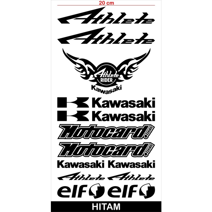 Murah Stiker Motor Keren Cutting Sticker Body Motor KAWASAKI ATHLETE - Putih Elegan