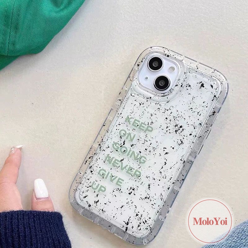 IPHONE Art Speckle Ink Pattern Simple Letter Casing Kompatibel Untuk Iphone11 7 8 Plus14 13 12 Pro MAX XR 6 6S X XS MAX Shockproof Airbag Transparan Bening Soft Case