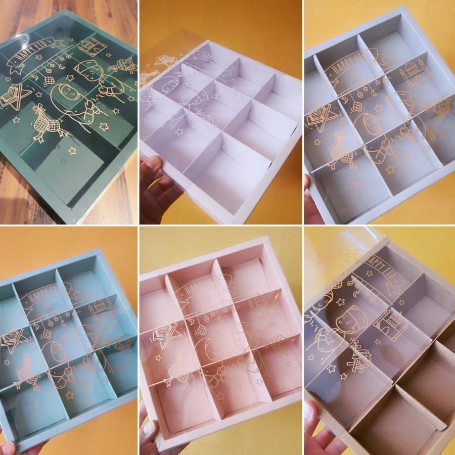 

( 5pcs ) Box Cake Egg Tart Dus Mika Idul Fitri Sekat 9 Dus Eggtart Fruit Pie dan Hang Tag Lebaran Hampers