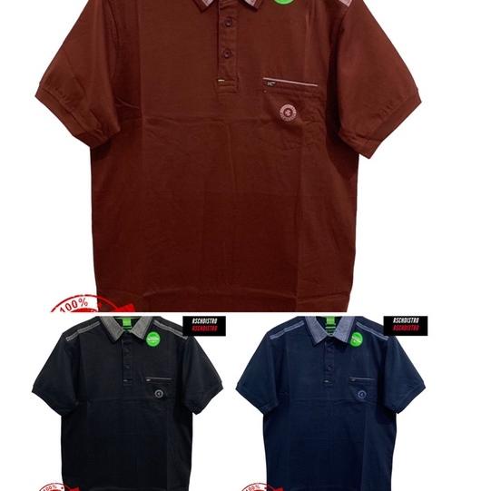 ➻ READY JUMBO BIG SIZE  Kaos Kerah Fashion Pria HUGO CLASS Original Combet Kombinasi Kerah Kantong M