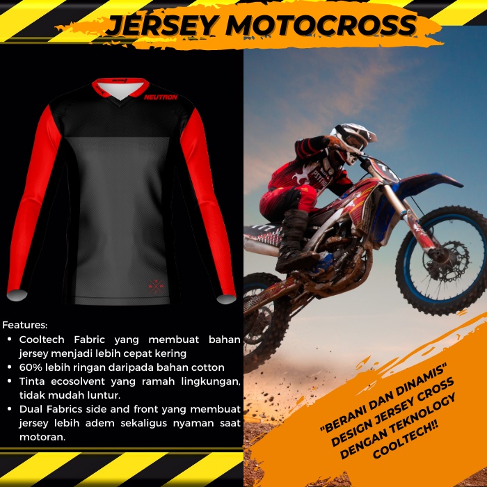 Jersey MotorCross dengan bahan Cooltech Adem Lengan Panjang C3