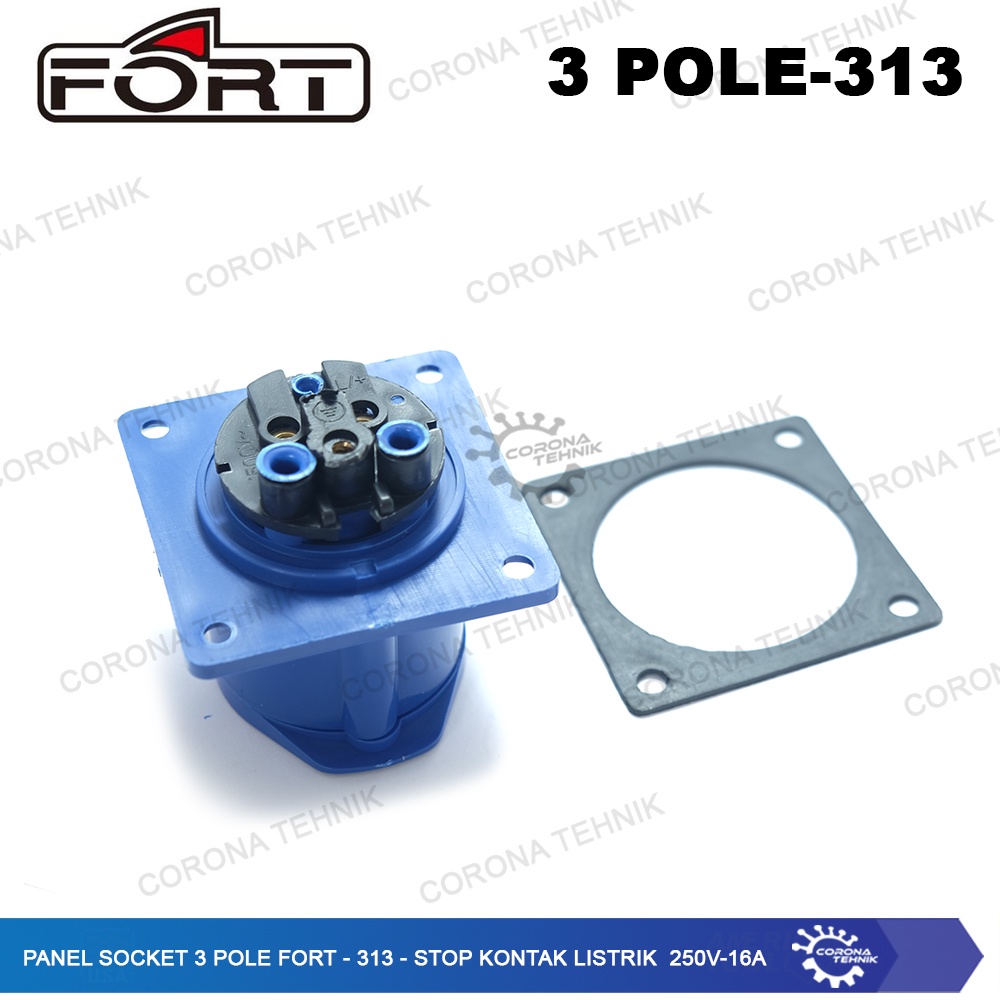 FORT - 313 - Stop Kontak Listrik 250V - 16A Panel Socket 3 Pole