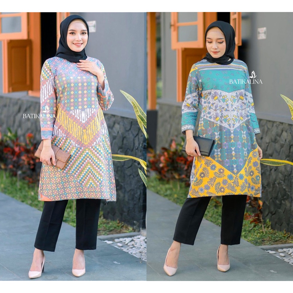 Baju Batik Wanita Modern Atasan Tunik Batik Kerja Kantor Wanita Seragam Batik M L XL XXL