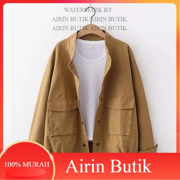 [ 100% KUALITAS ] Vallina Outfit - Sally Jaket Wanita | Big Pocket Semi Parka Jacket Kanvas Korean S