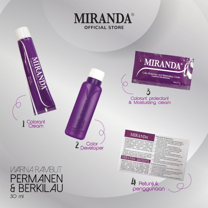 Miranda Paket Cat Rambut MC6 Bleaching + Hair Color 30ml