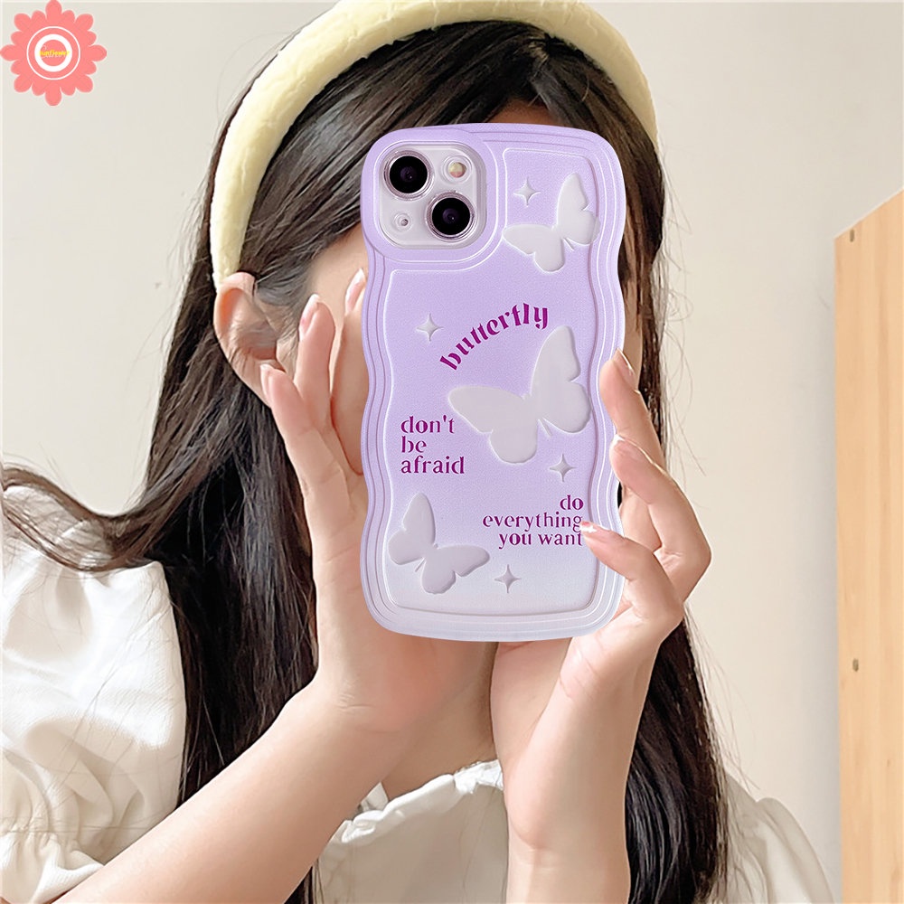 Romance Butterfly Case Kompatibel Untuk Samsung A04s A14 A13 A23 A50s A12 A52 A50 A03s A04E A32 A21s A53 A04 A22 A52s A11 A31 A33 A02s A30s A20 A51 M32 Lembut Tpu Penutup Tepi Bergelombang