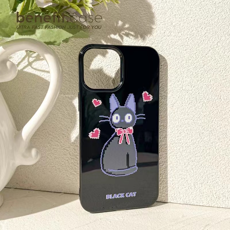 IPHONE Ins Mosaic Cat Cocok Untuk Iphone14 14pro 14plus 13 13mini 13pro 13prm iPhone12 7Plus 8Plus Xr XS 13 12mini Pro Max Empat Sudut Casing Ponsel Tahan Guncangan