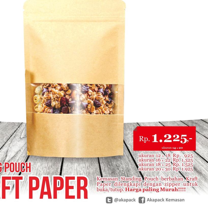 

❃ Spkw 14x20 Kemasan Standing Pouch Kraft Paper isi 100pcs ❉