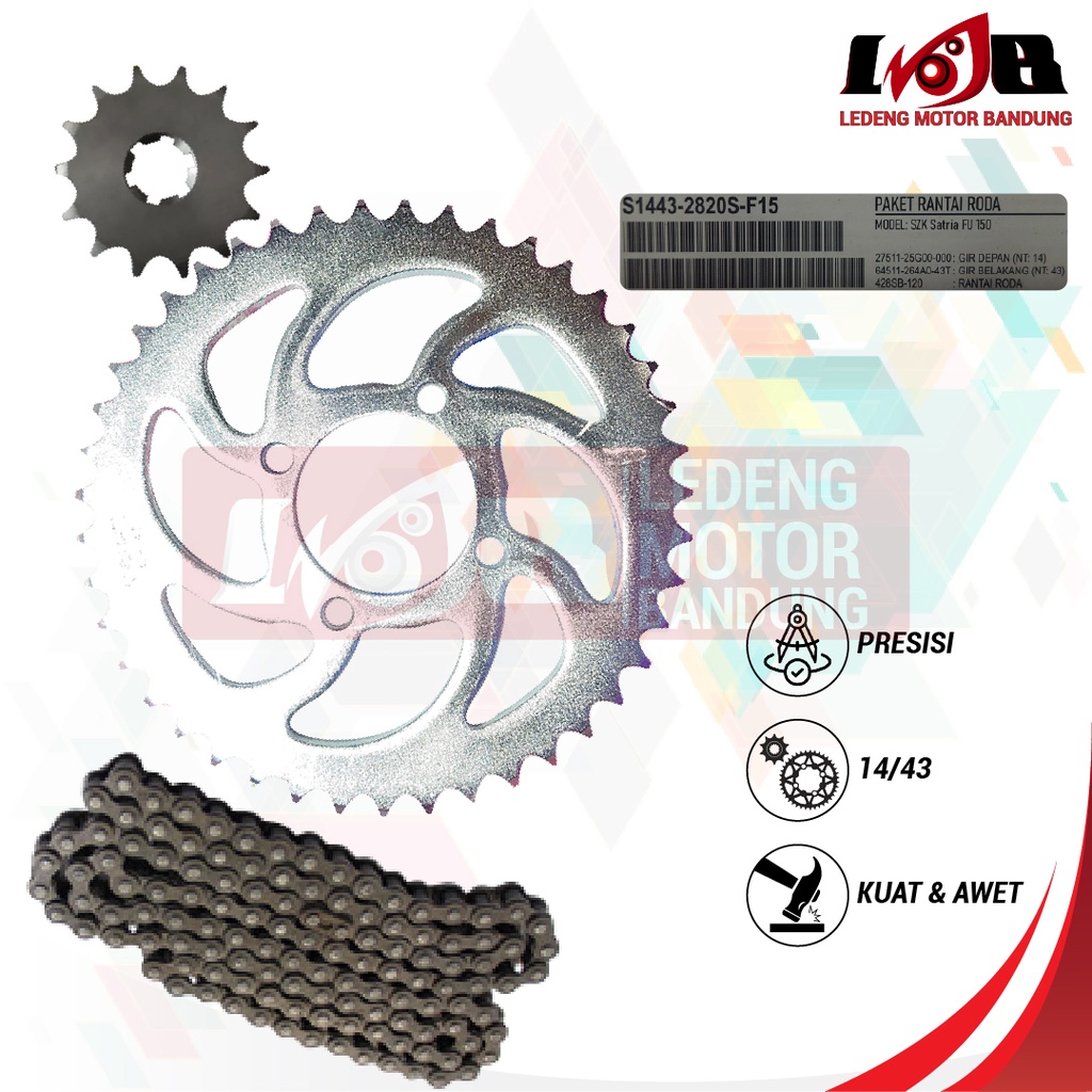 INDOPARTS Gear Set Satria FU 150 TRS Rantai GirSet Gir Depan Belakang