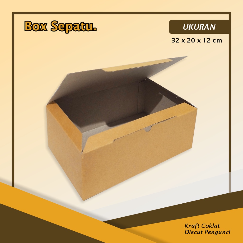 BOX / KARDUS SEPATU - Ukuran 32 x 20 x 12 Cm - Kardus/Polos/Box/Sepatu/Kardus Sepatu/Box Sepatu/Pack