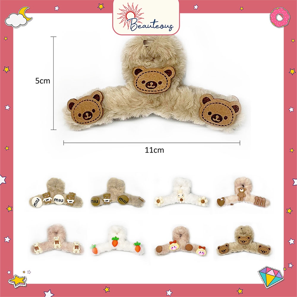 Jepitan Rambut Anak Model Boneka Bulu Halus Karakter Lucu Hair Clips Wanita Dewasa