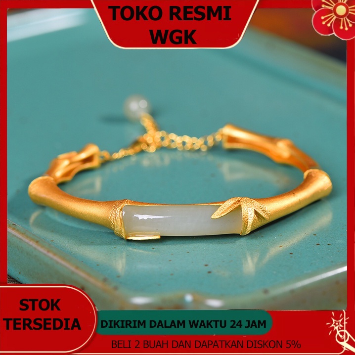 Gelang emas 18K gelang bambu mewah ringan gelang bambu Hetian gelang giok gelang giok gelang bambu