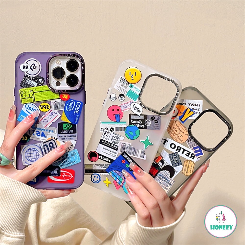 IPHONE Mewah Matte Plating Graffiti Ticket Phone Case Kompatibel Untuk Iphone11 12 13 14 Pro Max Kamera Perlindungan Shockproof Bumper Soft Cover