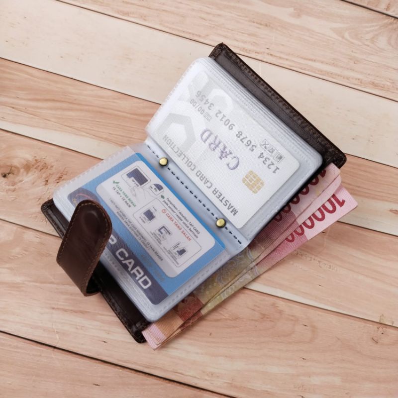 CARD HOLDER KULIT PULL UP KULIT ASLI LEMBUT POLOS KANCING