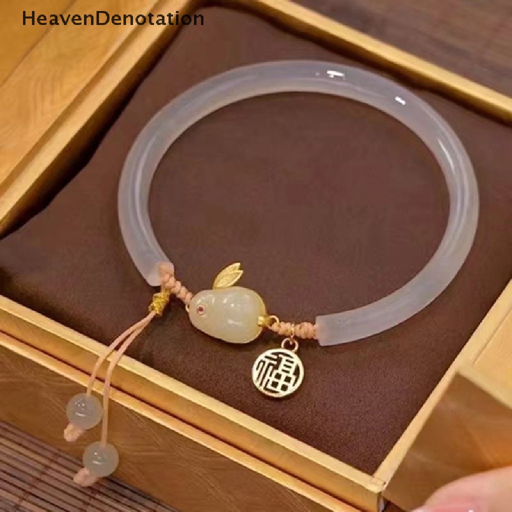 [HeavenDenotation] Kelinci Gelang Liontin Bulat Manik-Manik Gelang Adjustable Vintage Beads Bracelets Gaya China Vintage Hiasan Tangan Perhiasan HDV