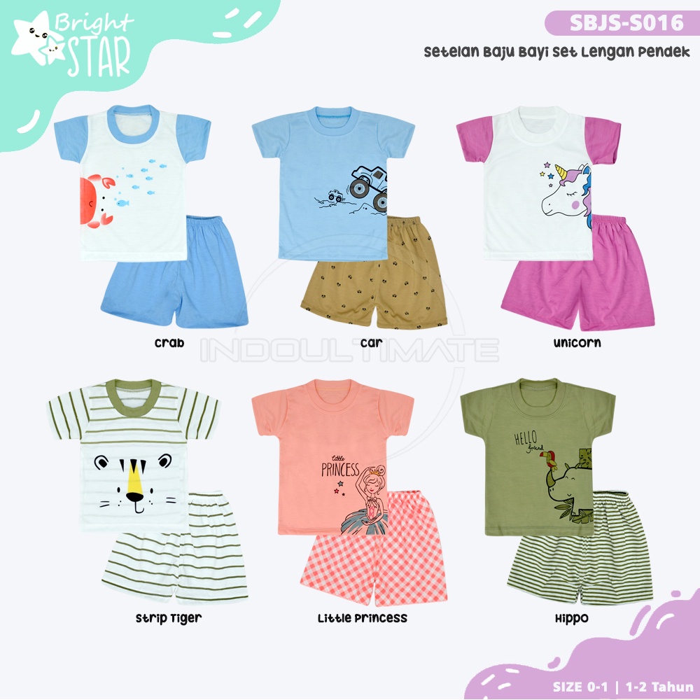 Baju Bayi Lengan Panjang + Celana Panjang BRIGHT STAR 0-1 Tahun 1-2 Tahun SBJS-S015 Baju Bayi Baru Lahir Baju Tidur Harian Bayi Atasan Kaos Bayi Pakaian Bayi Celana Panjang bayi Celana Bayi Perlengkapan Bayi Newborn