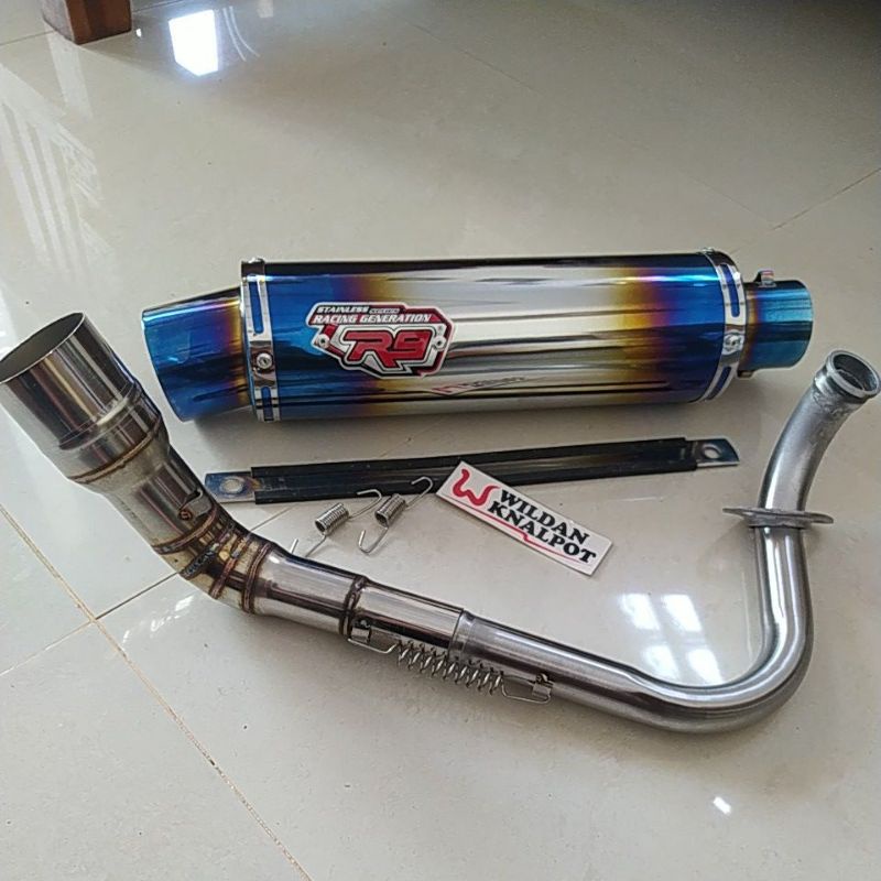 KNALPOT R9 MUGELO BLUE VARIO PCX SCOOPY GENIO BEAT LEHER ATAS SAMPING
