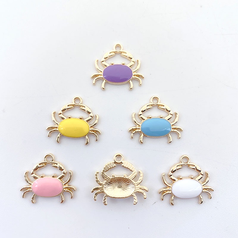 4pcs Liontin Kepiting Liontin Tetesan Minyak Bahan Alloy Seri Laut Untuk Produksi Perhiasan Kalung Gelang Diy