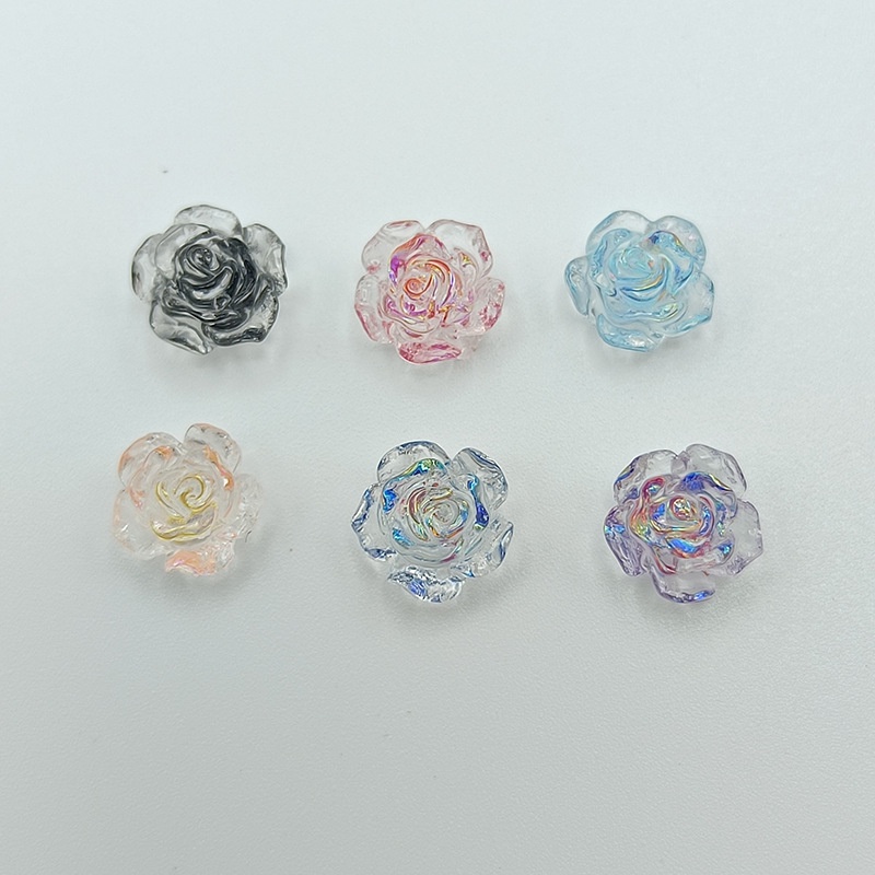 50pcs/bag Modis 3D Mix Warna Hiasan Kuku Stereo Transparan Camellia Nail Decoration Nail Art Decal Aksesoris Kuku