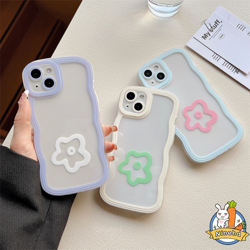 IPHONE Casing Kompatibel Untuk Iphone14 13 12 11 Pro Max X Xr Xs Max SE 8 7 6 6s Plus Lensa Casing Ponsel Warna Permen Bunga Sederhana Penuh Melindungi Tepi Bergelombang Shockproof Soft Case Cover Pelindung