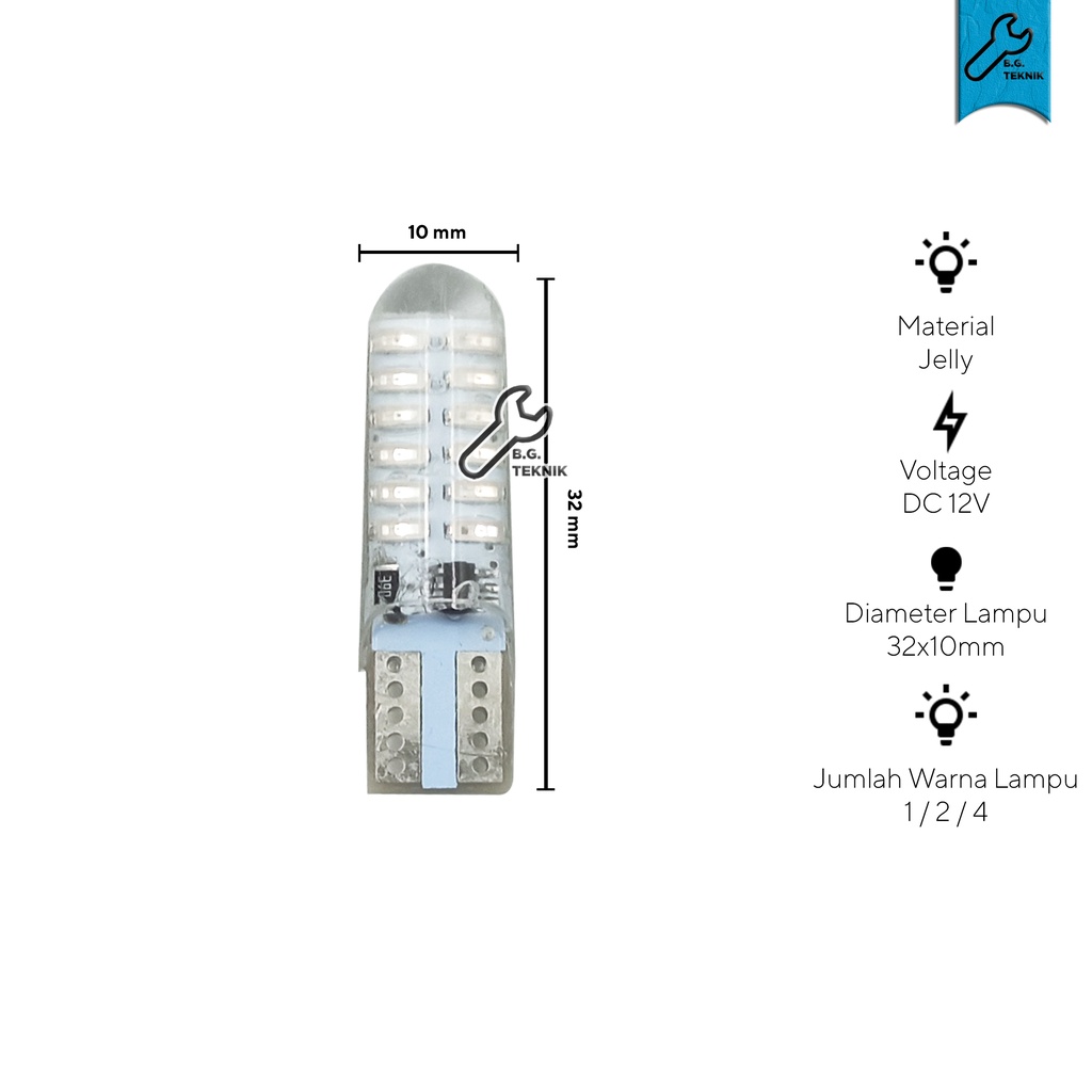 Lampu LED Kedip / Strobe / Flash T10 Jelly 1/2/4 Warna Lampu Senja/Sein