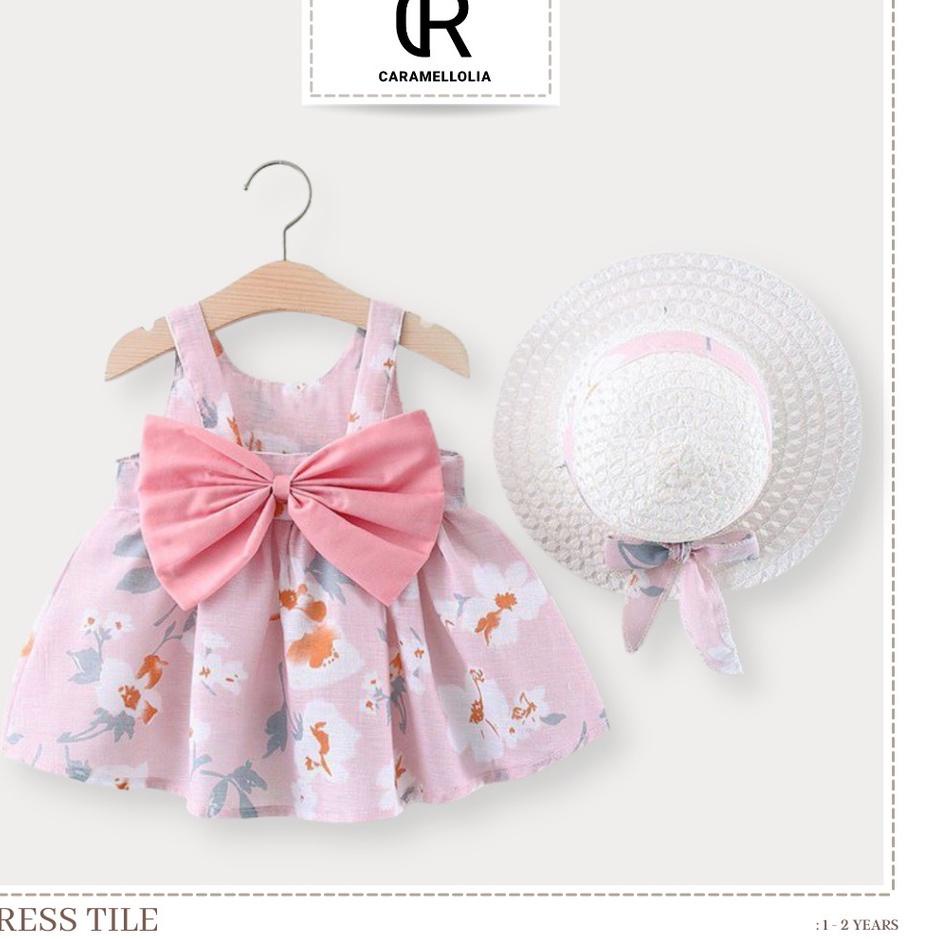 ➣ Baju bayi perempuan GRATIS TOPI dress anak baju pantai anak perempuan baju santai Dress Delia ✮