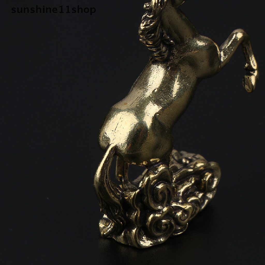 Sho Vintage Tembaga Zodiak Kuda Patung Kecil Ornamen Feng Shui Kuningan Beruntung Hewan Miniatur Patung Dekorasi Desktop Kerajinan N