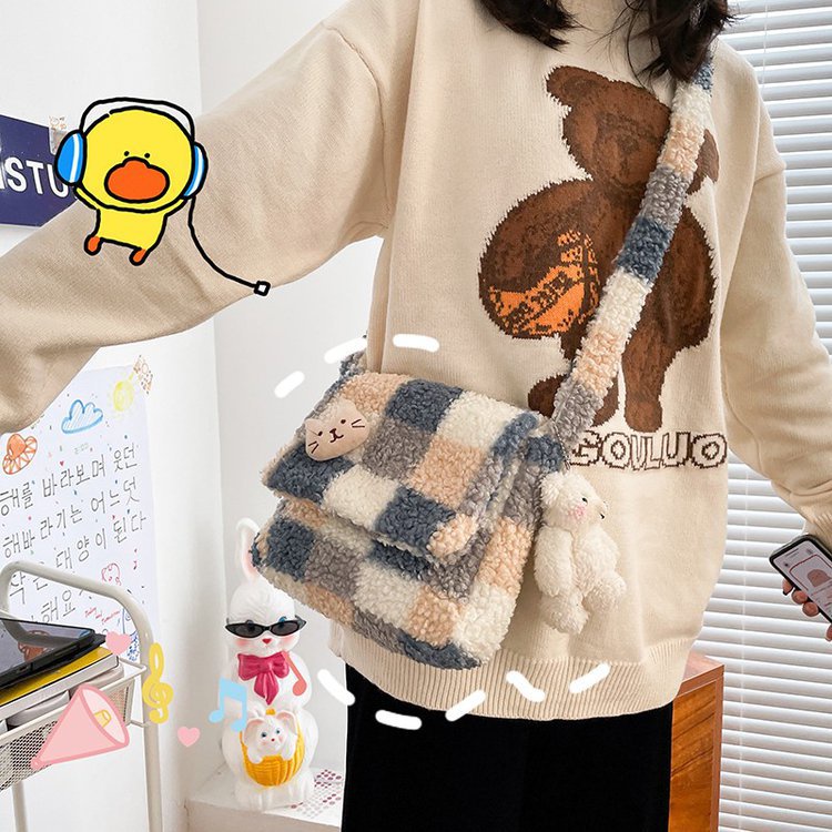 MITTENS Slingbag Bulu Tas Selempang Wanita Kekinian Korean Style