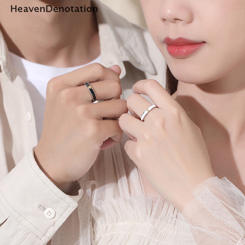 [HeavenDenotation] Bulan Pasangan Cincin Untuk Wanita Pria Yang Sesuai Dengan Jari Cincin Persahabatan Pertunangan Pernikahan Fashion Perhiasan Hadiah HDV