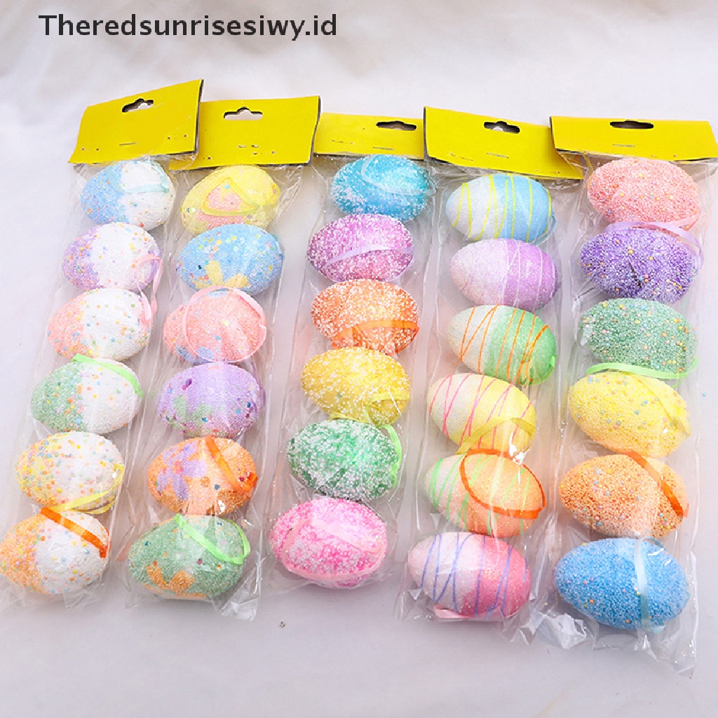 # Baju Lebaran # Foam Easter Egg Set Dengan Keranjang Hiasan Paskah Untuk Sarang Taman Telur Palsu DIY Craft Anak Hadiah Favor Home Easter Party Decor~