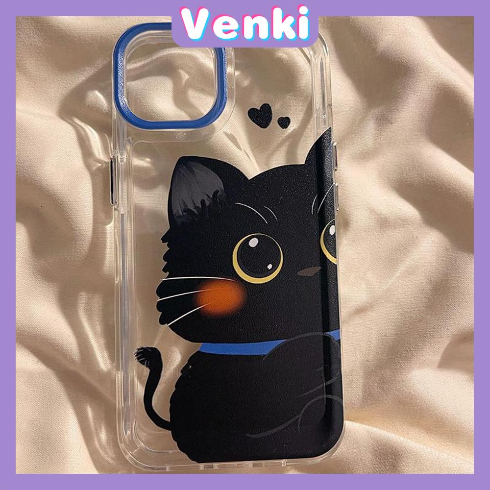 Case For iPhone 11 Soft TPU Transparent Space Case Cute Couple Black White Cat Plating Buttons Camera Protection Shockproof For iPhone 14 13 12 11 Plus Pro Max 6 7 8 Plus XR XS