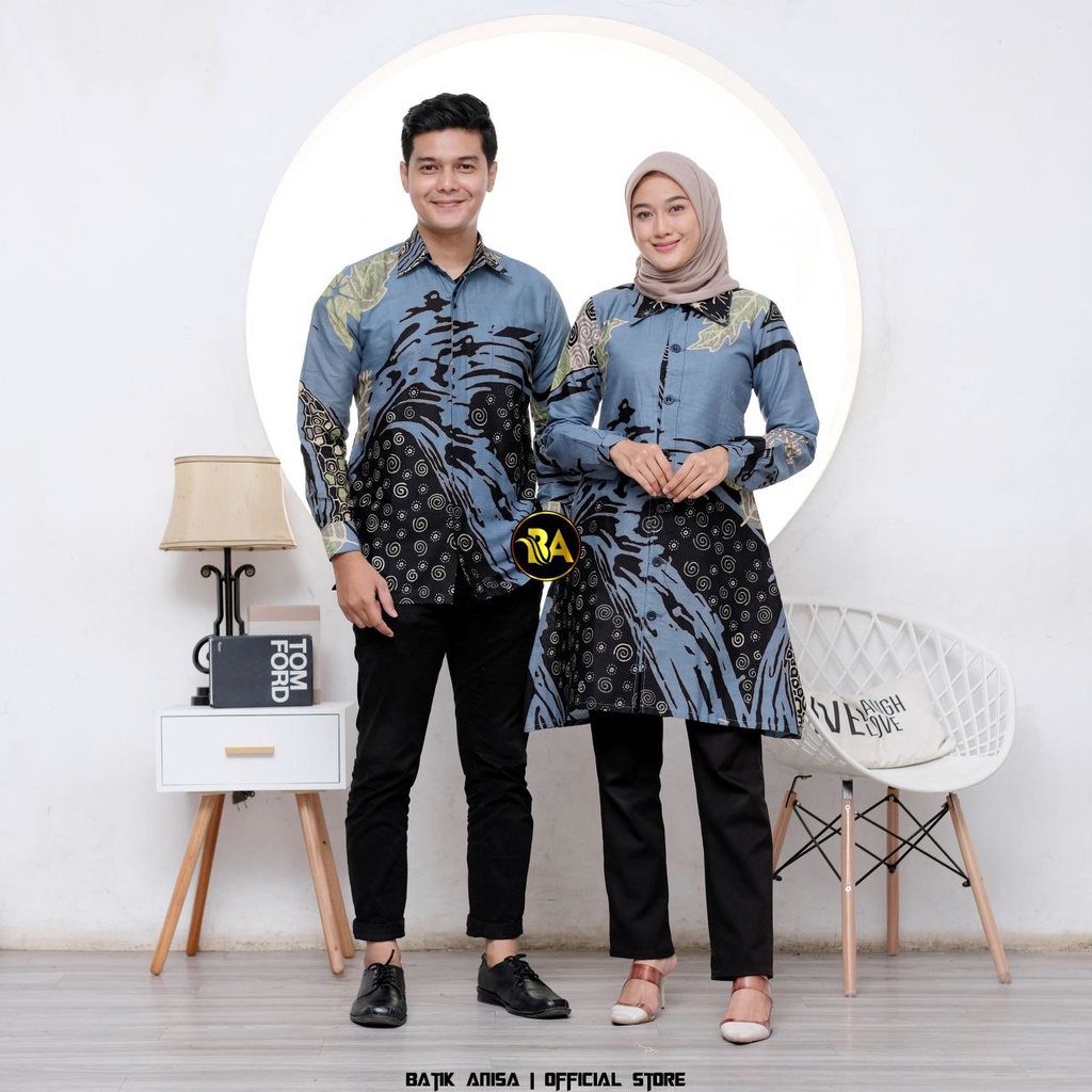 Batik Couple Modern Tunik Batik Wanita Atasan Batik Kerja Kantor Wanita M L XL XXL Seragam Batik Alina