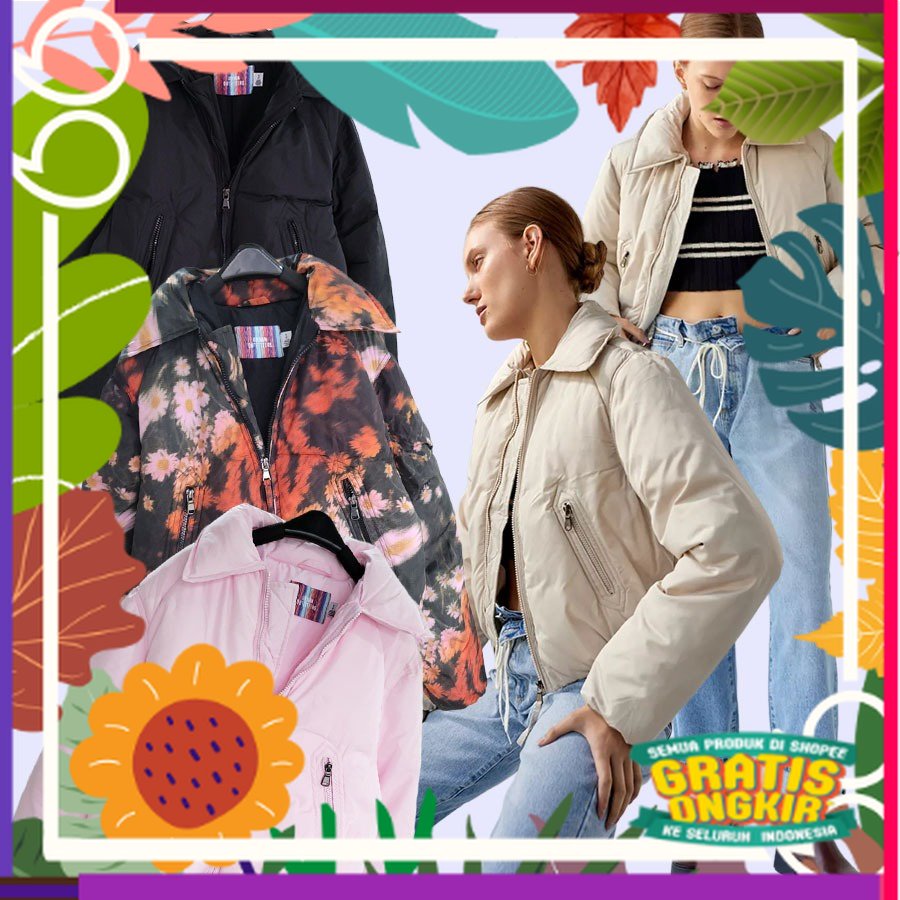 lovemecorner URBAN OUTFITTERS UO BOMBER PUFFER JACKET PUFFY JACKET WANITA WATER RESISTANT WIND BREAK