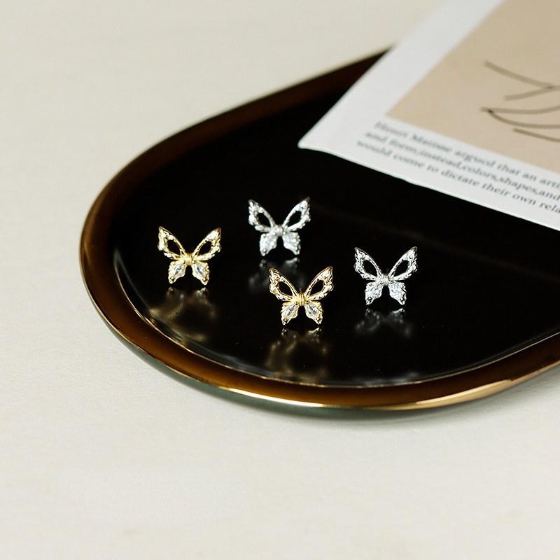 Anting Giwang Telinga Peri Hollow Butterfly Lapis Perak S925 Untuk Gadis Manis