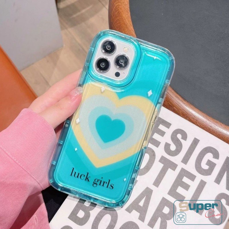 IPHONE Ins Gradiasi Sweet Love Heart Silicon Back Case Kompatibel Untuk Iphone7 8 6 6S Plus XR X11 13 14 12 Pro MAX XS MAX Permen Bening Shockproof Airbag Lembut TPU Phone Cover